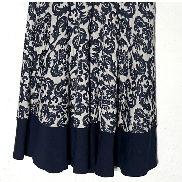 Mystic Cream Navy Textured Jacquard Fit And Flare Sleeveless Dress M - Picture 14 of 16